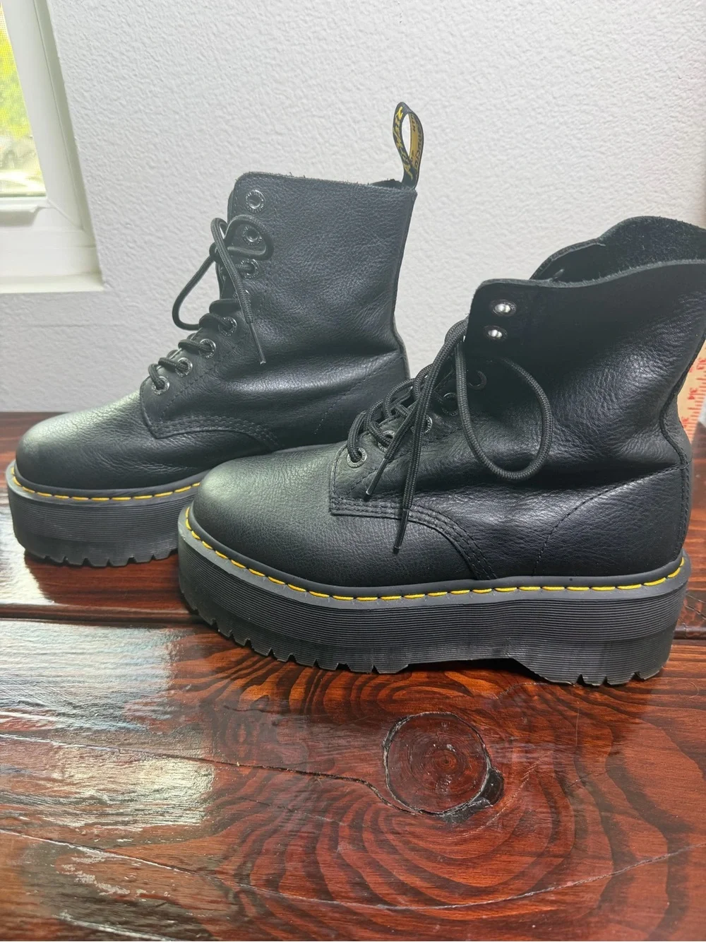 Dr. Martens 1460 MAX LEATHER PLATFORM BOOTS in Black Pisa Size 9 - Picture 7 of 12